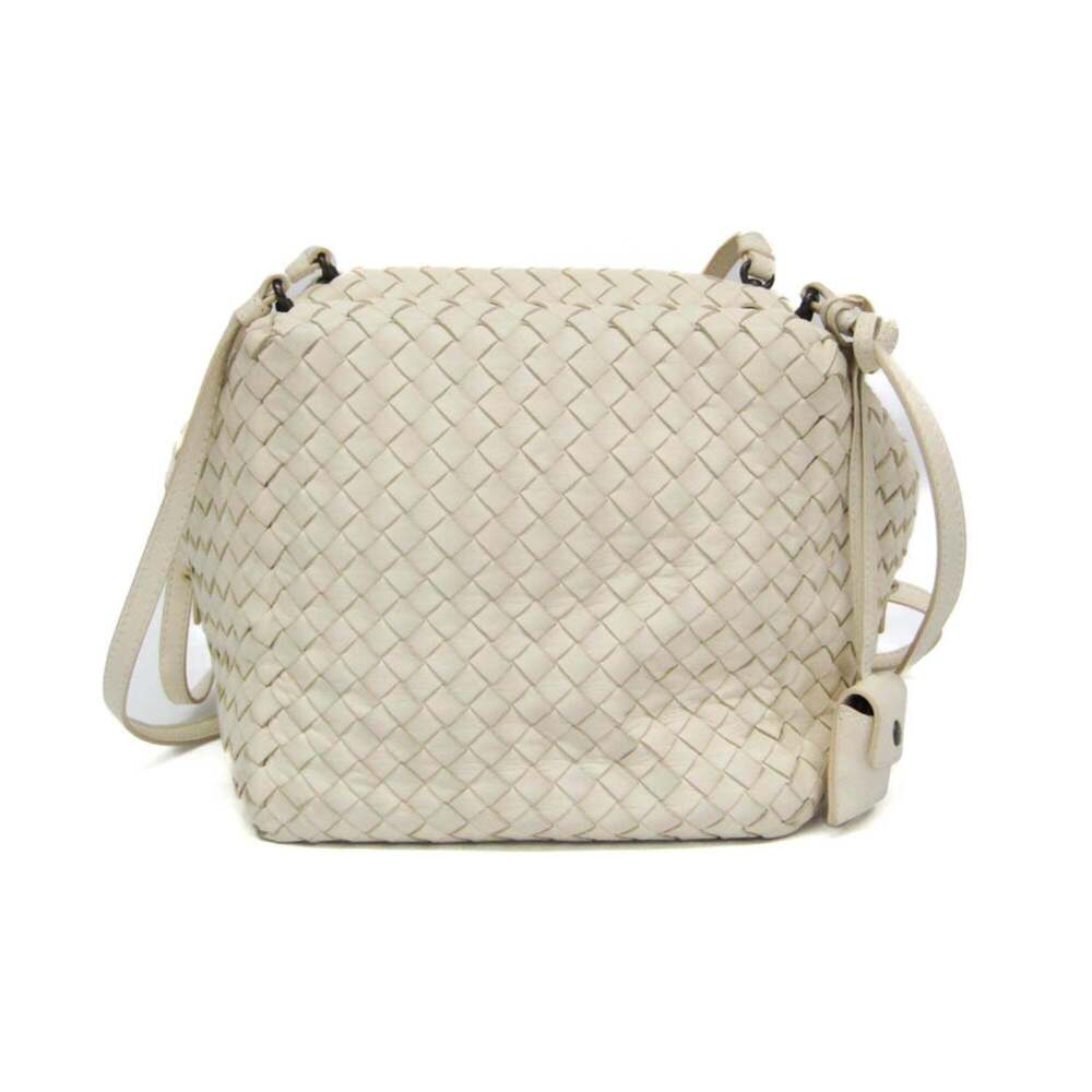 BOTTEGA VENETA White Leather Intrecciato Shoulder Bag